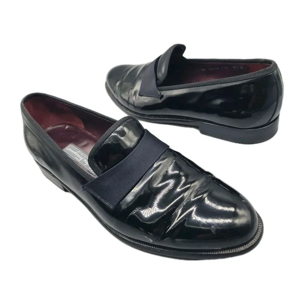 Salvatore Ferragamo Bryden Banded black patent Tuxedo Loafer Size 9.5 D Used